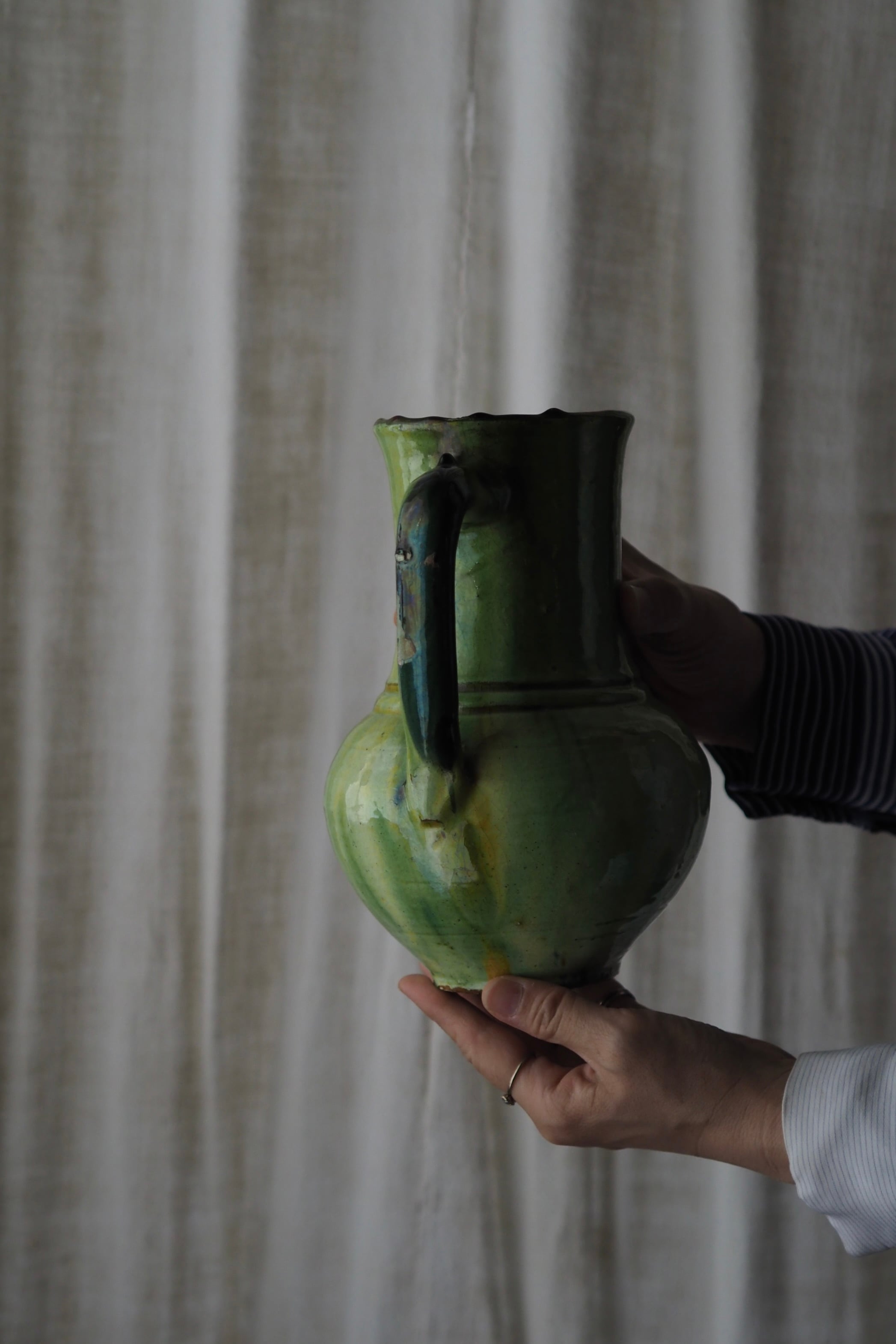 緑釉の水差し-antique pottery pitcher | アンティーク.ヴィンテージ
