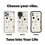 受注生産 iPhoneケース 白背景の丸と線の護符柄｜幾何学シンボル TALM052C