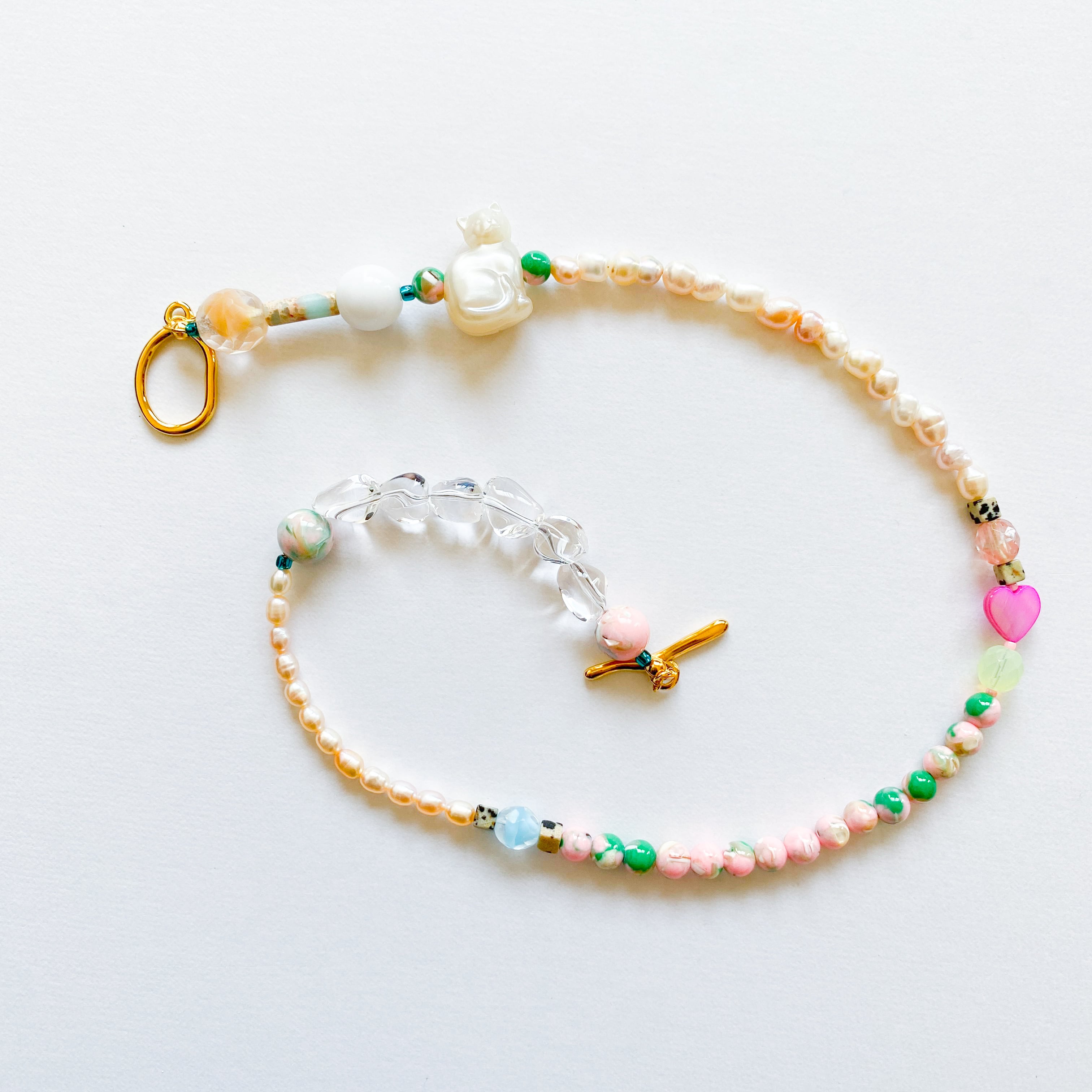 淡水パールとビーズのネックレス(たまに天然石）