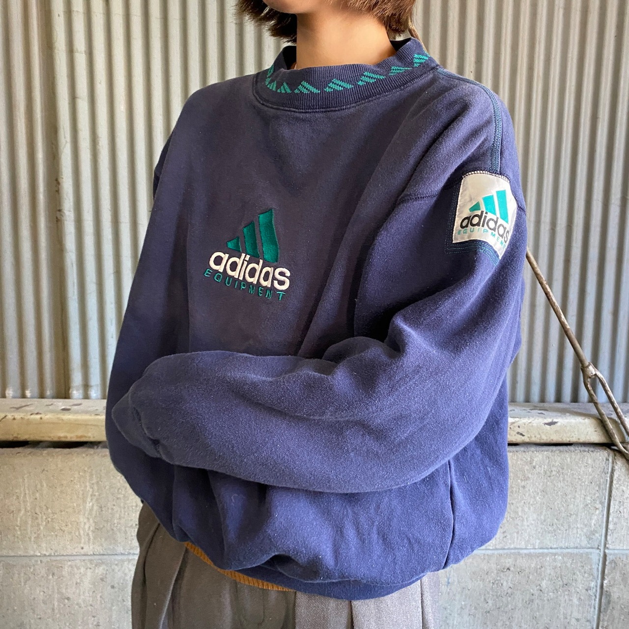90年代 adidas アディダス EQUIPMENT ロゴ 刺しゅう スウェット メンズ 