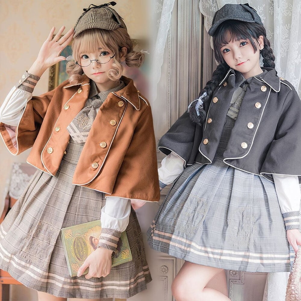 クラロリ セットアップ ケープ×チェックワンピース 英国制服風｜WithU