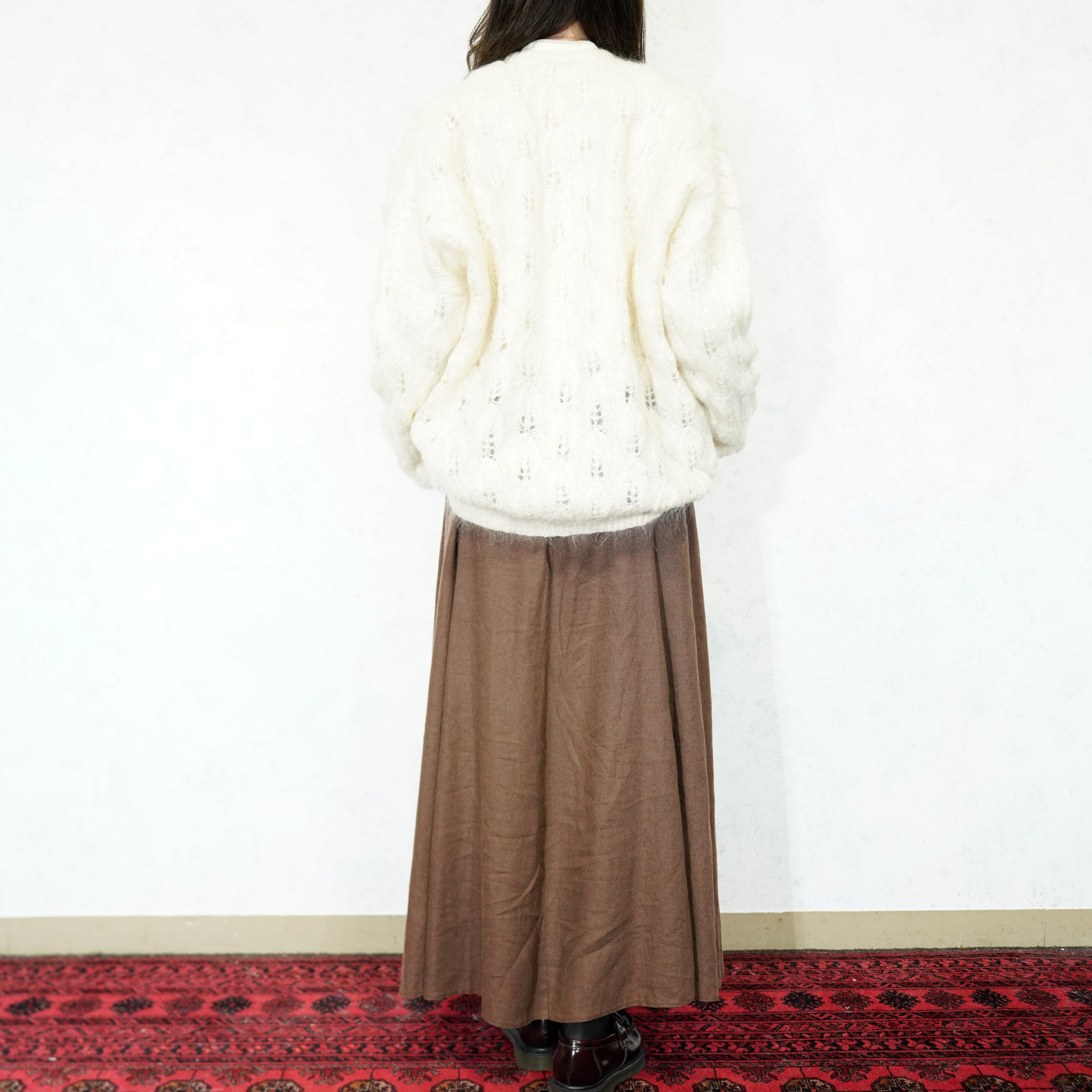 USA VINTAGE CABLE DESIGN MOHAIR KNIT CARDIGAN/アメリカ古着ケーブル