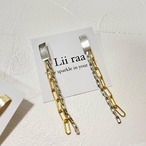W color chain earrings    silver