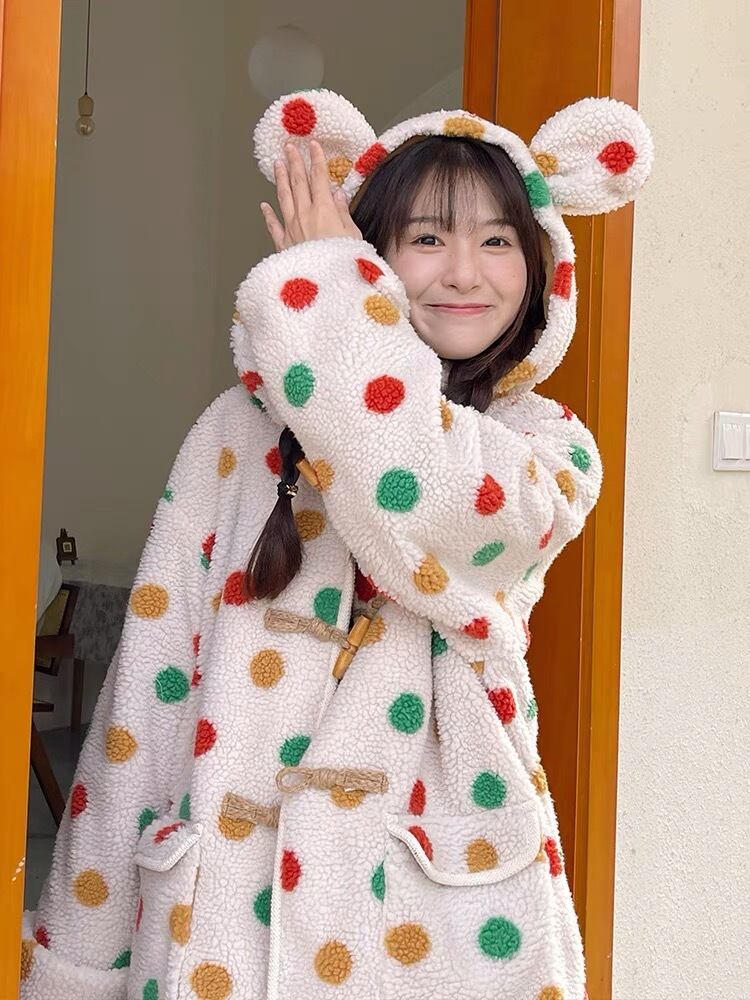 コート チェック ピンク 水玉 ドット フリース 可愛い 原宿 渋谷 JK コート チェック ピンク 水玉 ドット フリース 可愛い 原宿 渋谷 JK