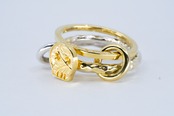 R-121 Three linked Arabesque Scar Ring( 24K Gradient Gold Plated)