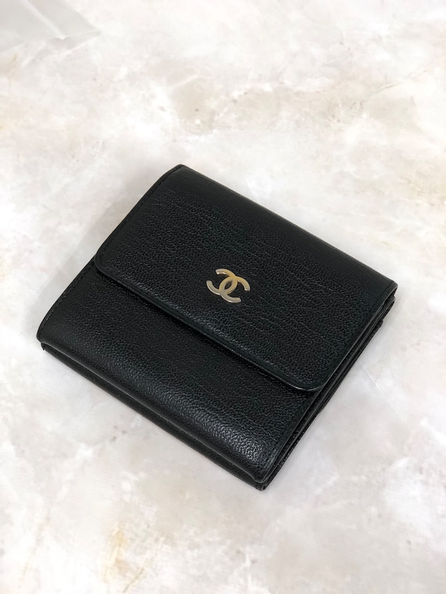 CHANEL シャネル ココマーク レザー コンパクトウォレット 財布 ブラック vintage ヴィンテージ オールド ypw6ay