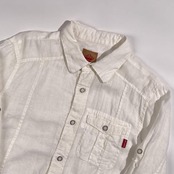 リネン100% 291295=HOMME ニーキュウイチニキュウゴーオム 長袖 ワークシャツ 3 /ホワイト メンズ