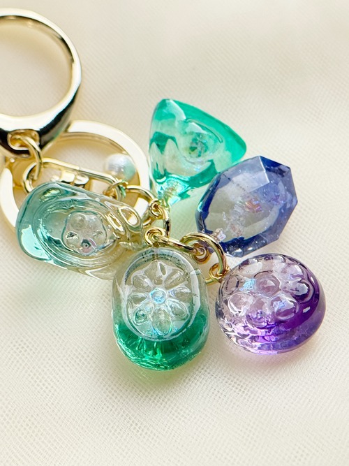 Dream Drops -瑠璃空華(るりそらか)- レジンのドロップキーホルダー バッグチャーム 完全オリジナル