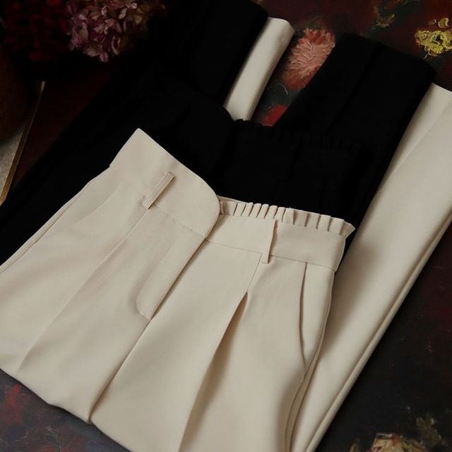 2color ウエストプリーツ テーパードパンツ 23106