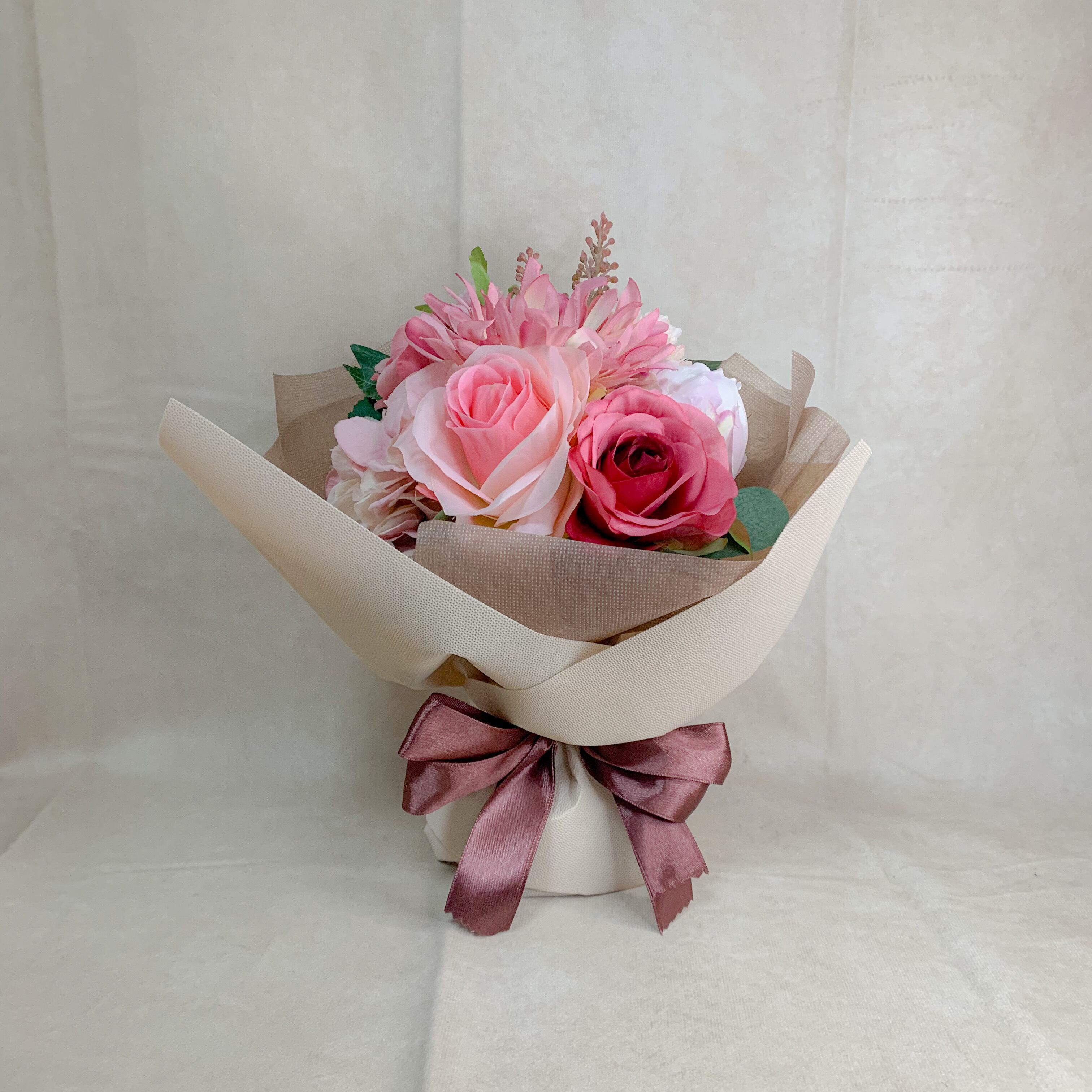 造花ブーケ　ハンドメイド 両親花束贈呈用2点セット】《受注制作/カラーを選べる》おまかせ