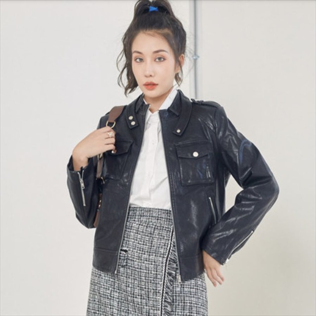 【送料無料】 ライダースジャケット  無地  レザー  辛めアイテム  カジュアル系・パンク系  大人可愛い  冬  お出かけ