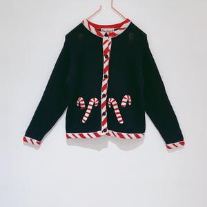 ◼︎80s vintage candy cane knit cardigan from U.S.A.◼︎