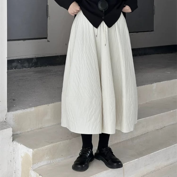 ドローストリング Aライン ロングスカート 2col N00158