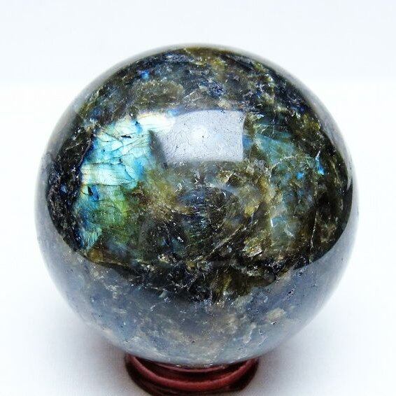ラブラドライト 丸玉 74mm スフィア 置物 一点物 151-9127