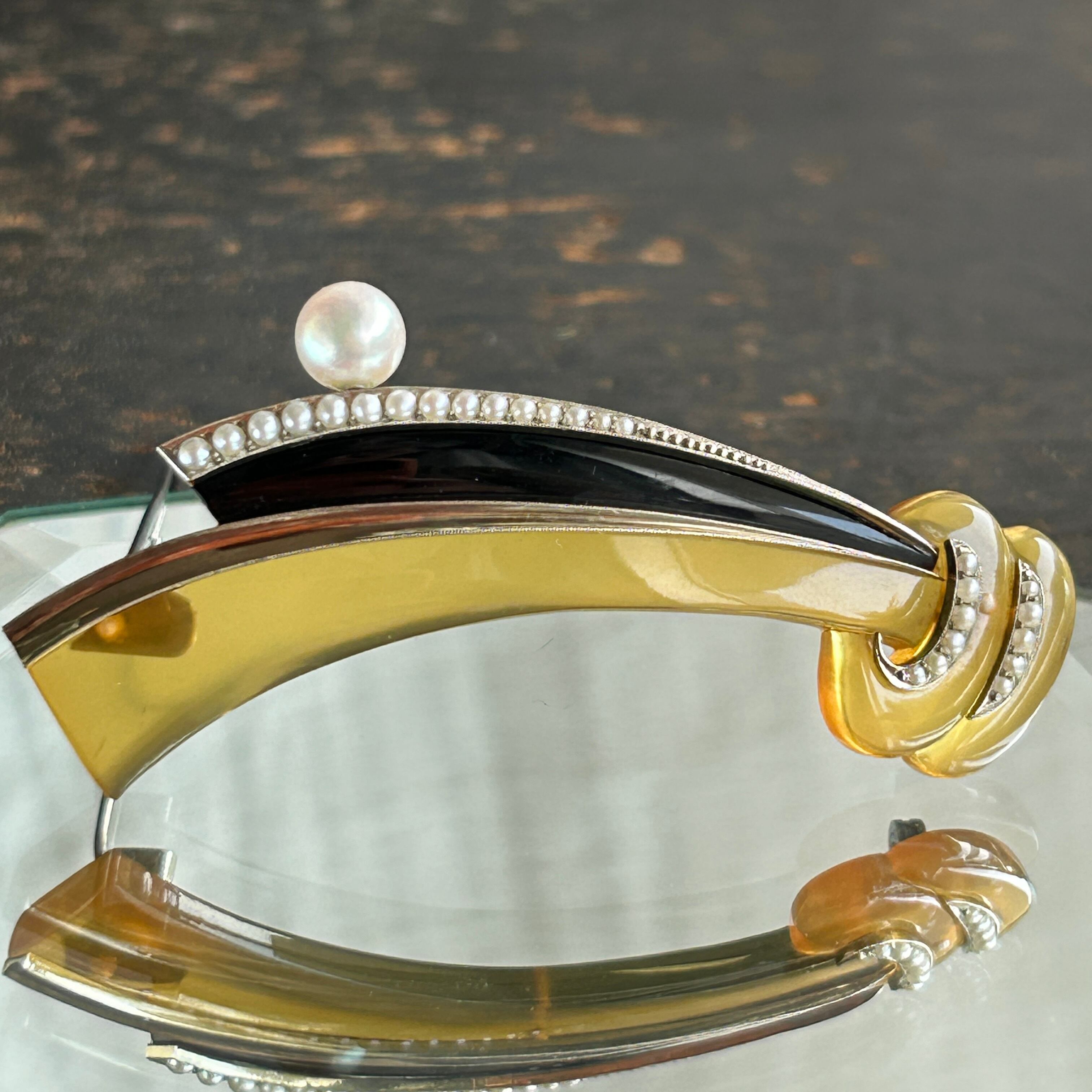 アンティーク！鼈甲に芥子パールの和デコなブローチ