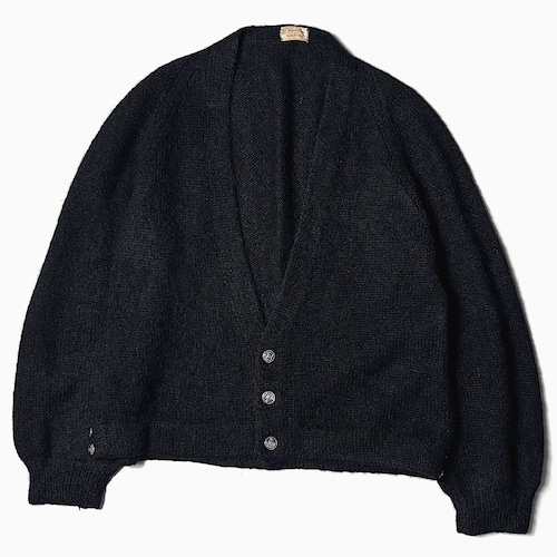 Vintage 60's【Hand Made BY Marna Bellafiore】Black Mohair Cardigan