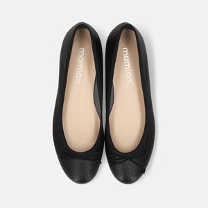 【OT3761】メッシュ型押し ラウンドトゥ バレエシューズ：ブラックMS 23.0cm