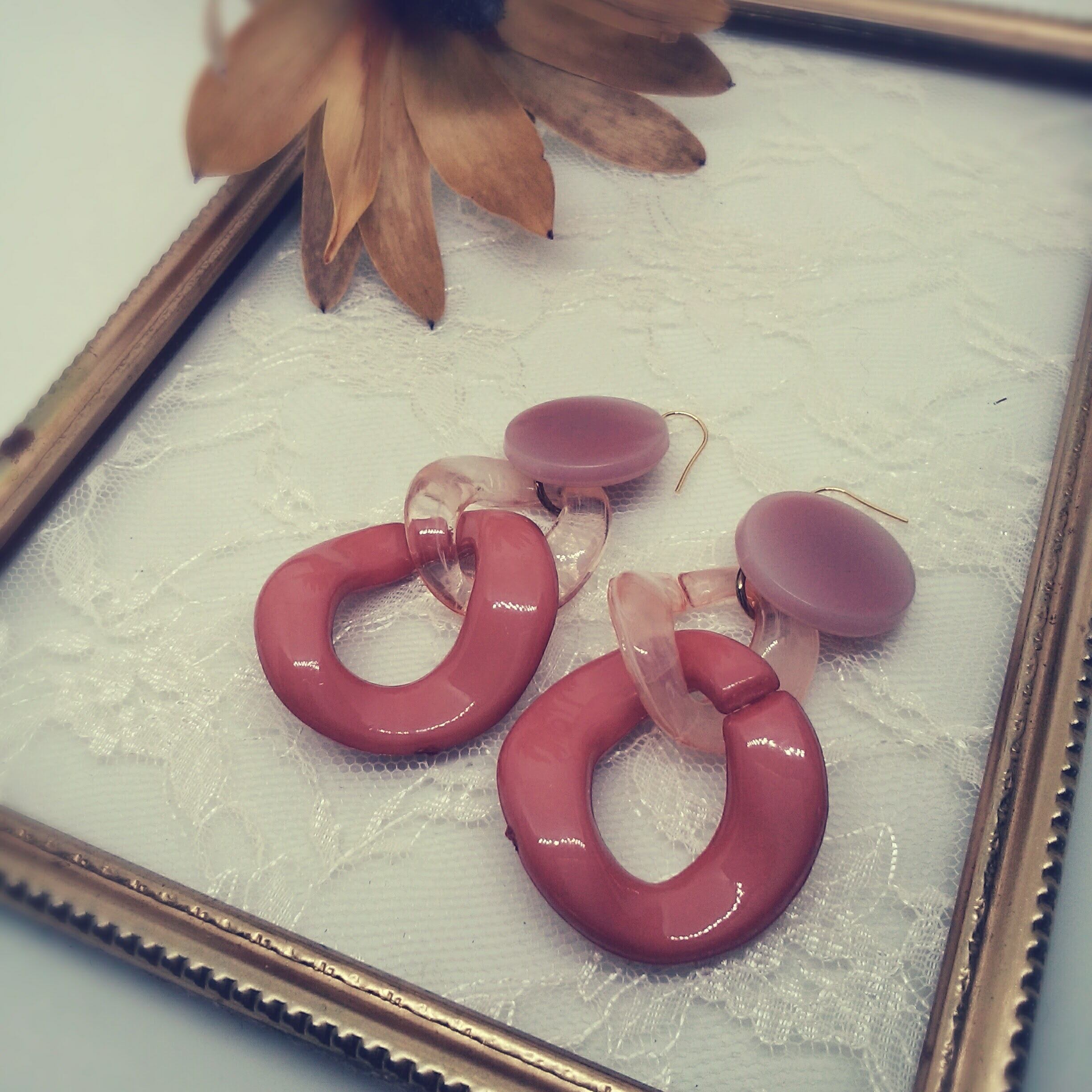 【SALE】60s風フックピアス（vintage botton・vintage part)