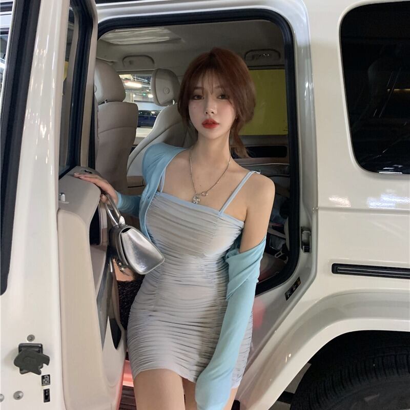 プリーツサスペンダードレス女性夏2020新しいワンショルダーショートスカート気質ウエストスリムセクシーなスカート ブラックストロベリース22396509490