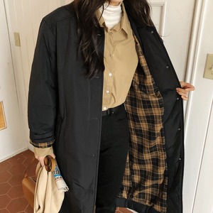 ミドル丈 オーバーサイズ 中綿入りコート 2color W01409