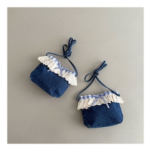 GOODS韓国風レースフリルデニムショルダーバッグ