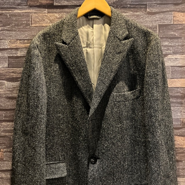 BROOKS BROTHERS×HARRIS TWEED WOOL COAT GREY
