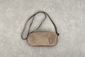 Oval shoulder bag   gray　楕円形ショルダーバッグ　グレー　飾りポケット付き　＜C＞