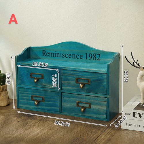 無垢材 北欧 収納ボックス 引き出し付き レトロ デスクトップ収納 ホームエントリーシェルフ 玄関 リビング カフェ 卓上 壁掛け インテリア アメリカン 木製