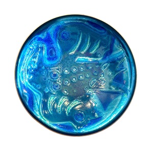 1960s 「DAVID ANDERSEN」 Vintage blue enamel bird design tray