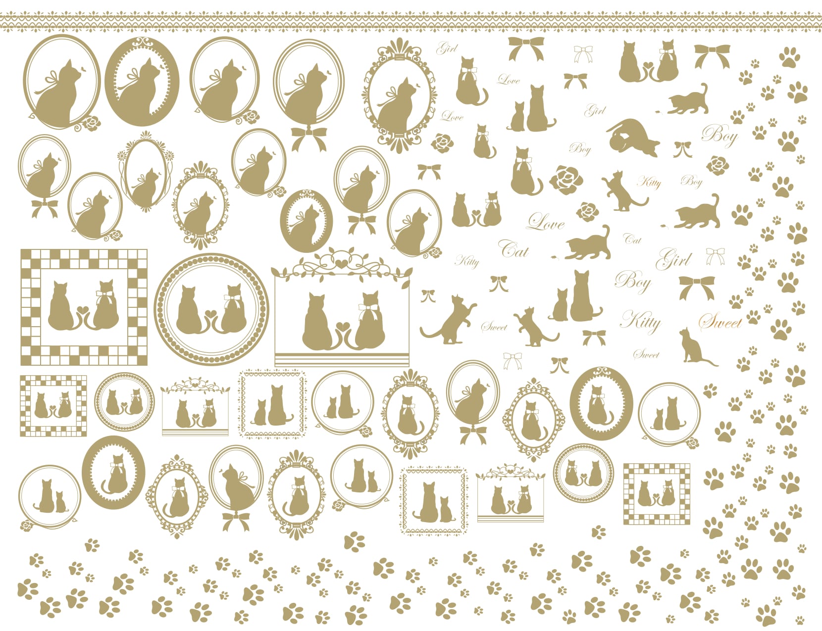 CATキャット転写紙 A4サイズ ゴールド(ポーセリンアート 猫転写紙)