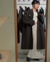 予約販売 | i’m here : - GRANDPA COAT ：Khaki｜ブロークンウール／祖父の記憶／レザーパーツ
