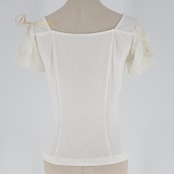 社交ダンス 衣装 トップス ブラウス ホワイト系 チャコットロイヤルダンス Chacott ROYAL DANCE レッスン 練習 白 花 半袖 ストレッチ 伸縮 明るい 爽やか 上品 日本製 かわいい シンプル