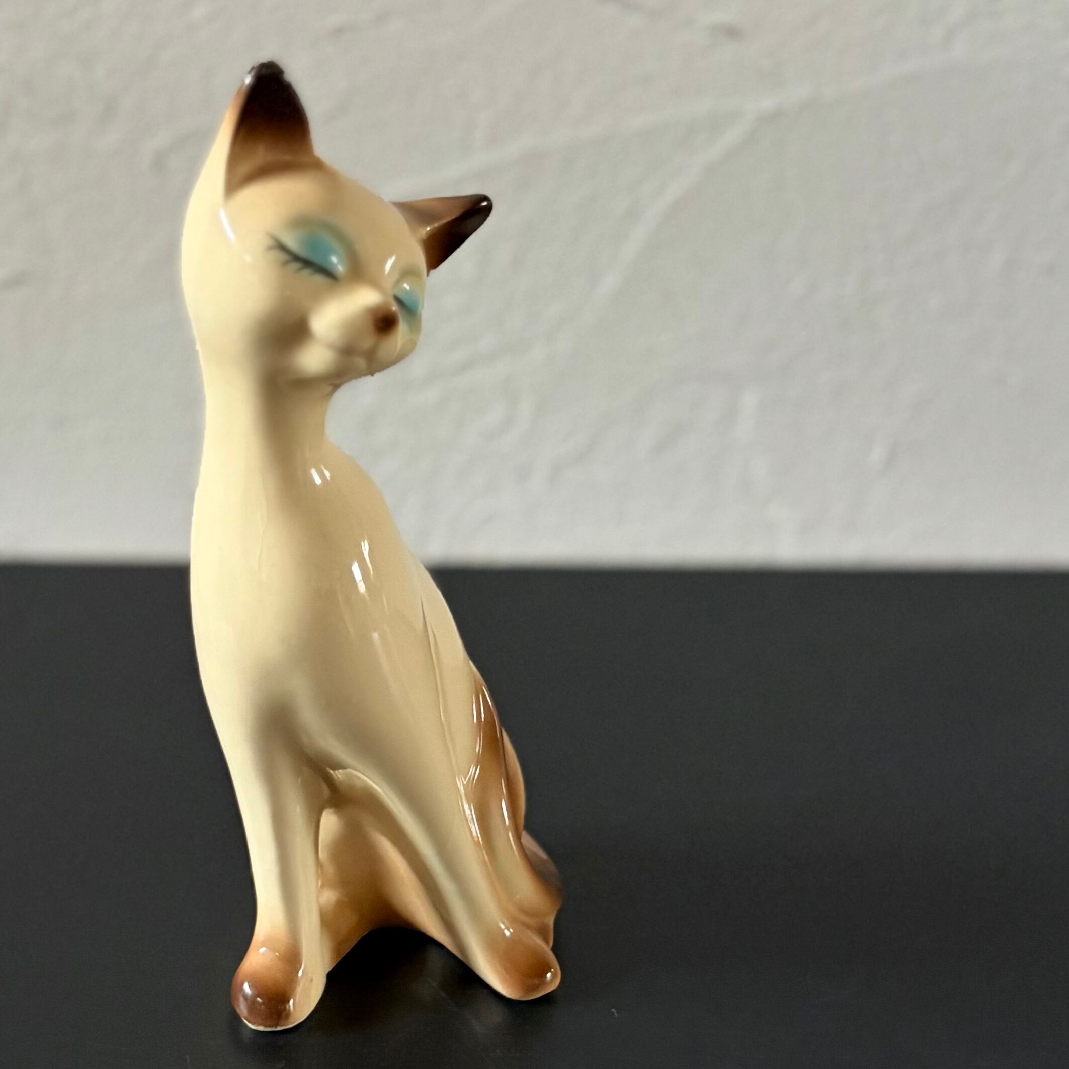 シャム猫の置物 ペア 陶器製 ヒビあり◇昭和レトロ | 古家具古道具kuon