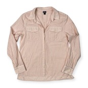 patagonia パタゴニア ストライプ柄 スキッパー ヘンプ混 長袖シャツ サイズ M /レディース