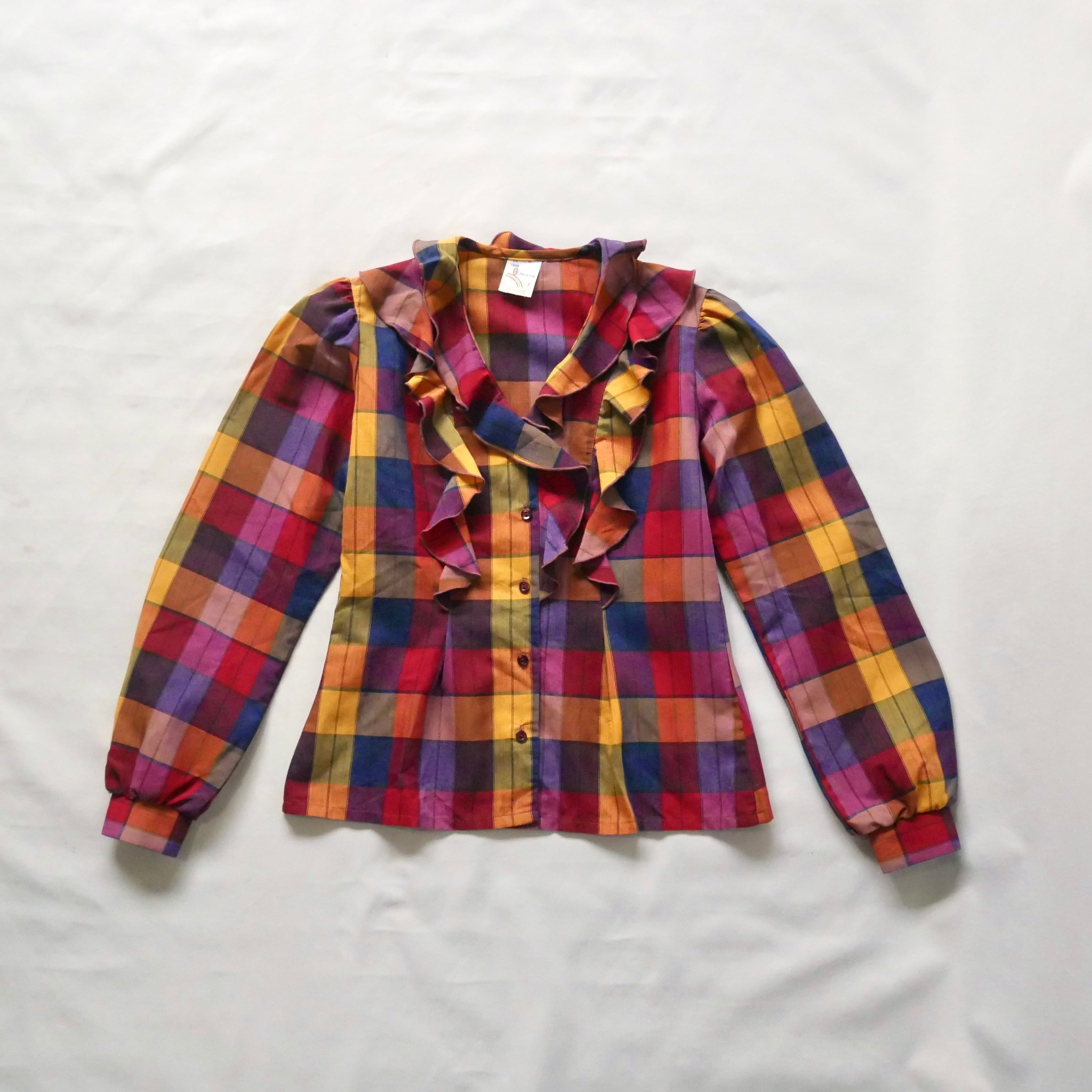 Made in USA 70s vintage check frill shirt アメリカ製 70年代 Made in USA 70s vintage check frill shirt アメリカ製 70年代