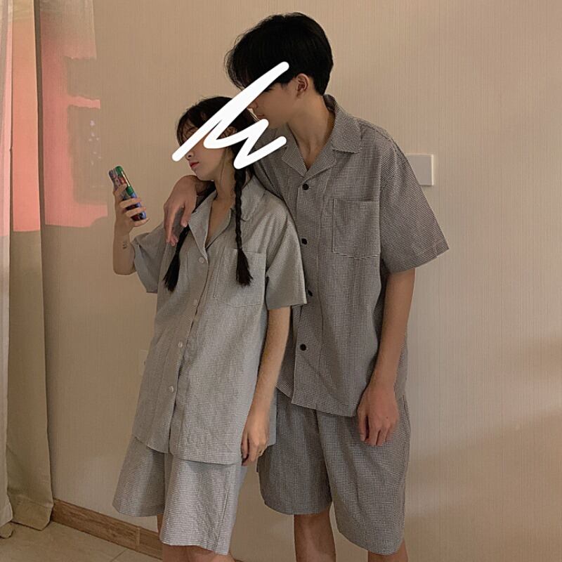 格子柄ショートシャツ トップス パンツ サマー 夏物 YY-ファッション97512410429