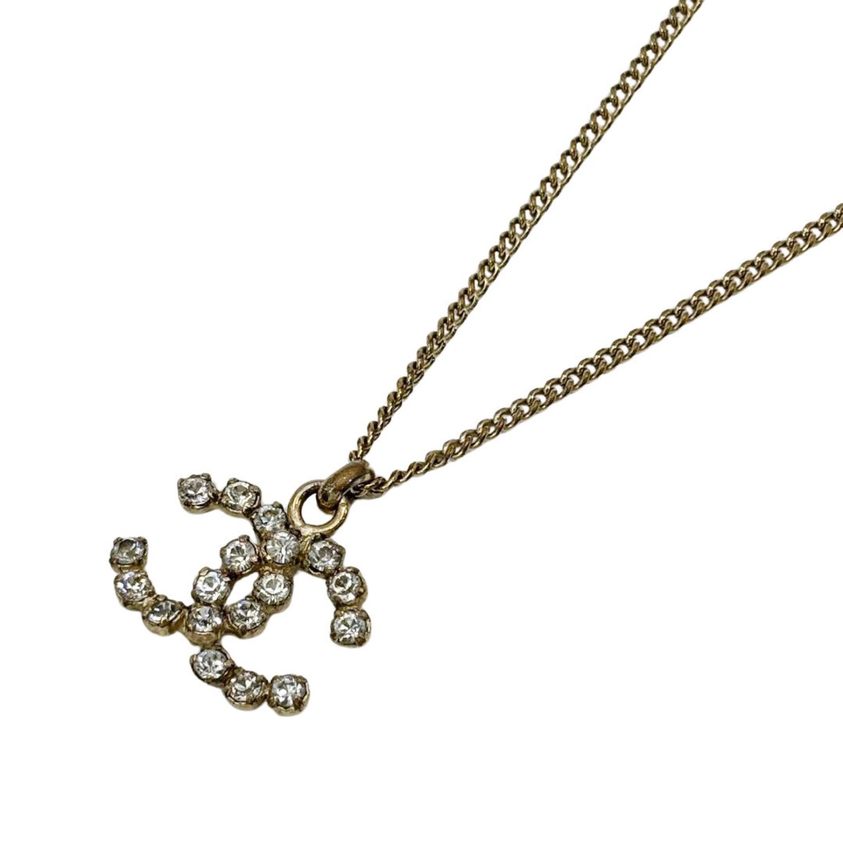 CHANEL シャネル ネックレス ココマーク ラインストーン 05V ゴールド 