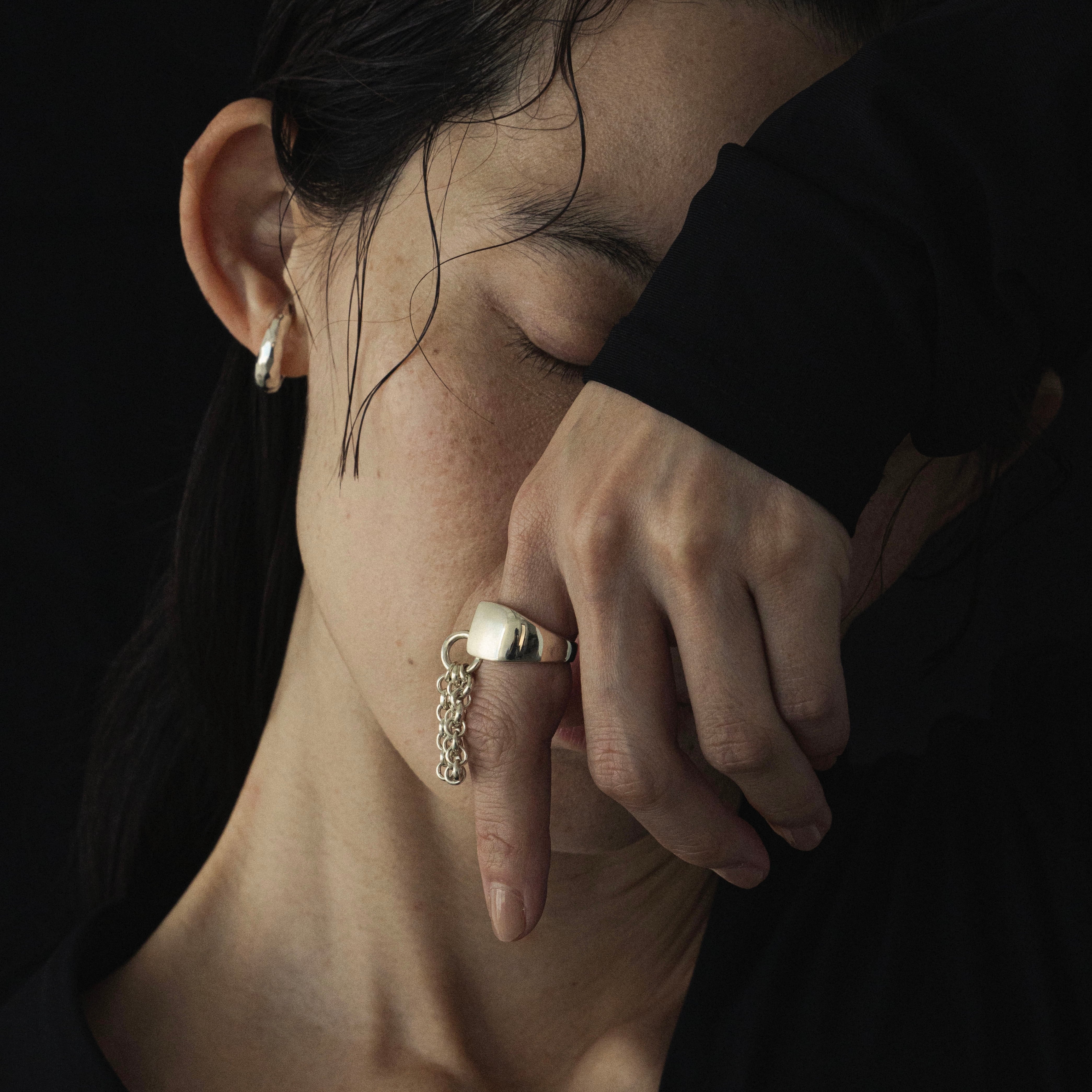 Square tassel ring Silver | FLYNK