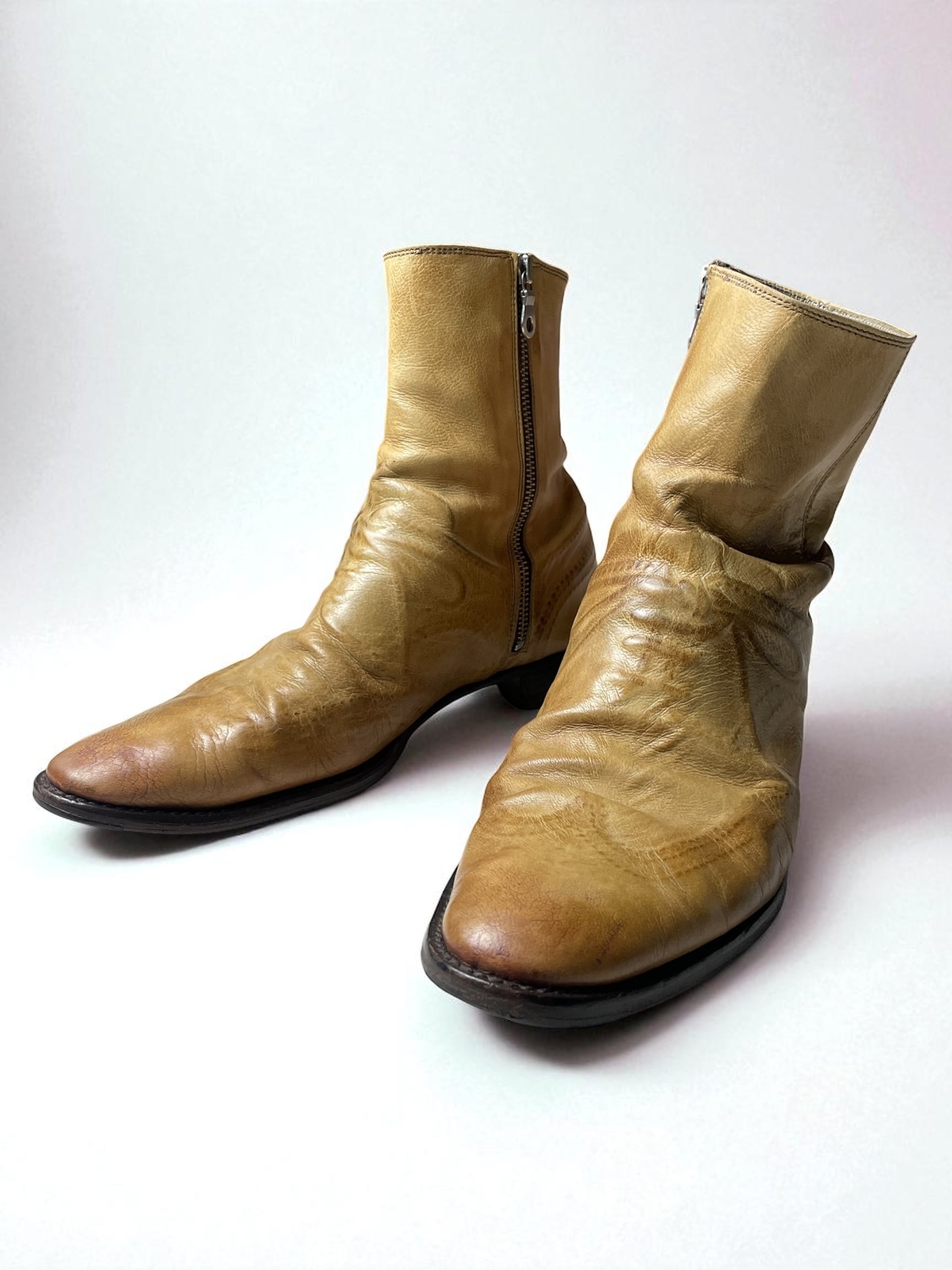 Mihara Yasuhiro - Early Embossed Lace Side Zip Boots | Atelier Accord