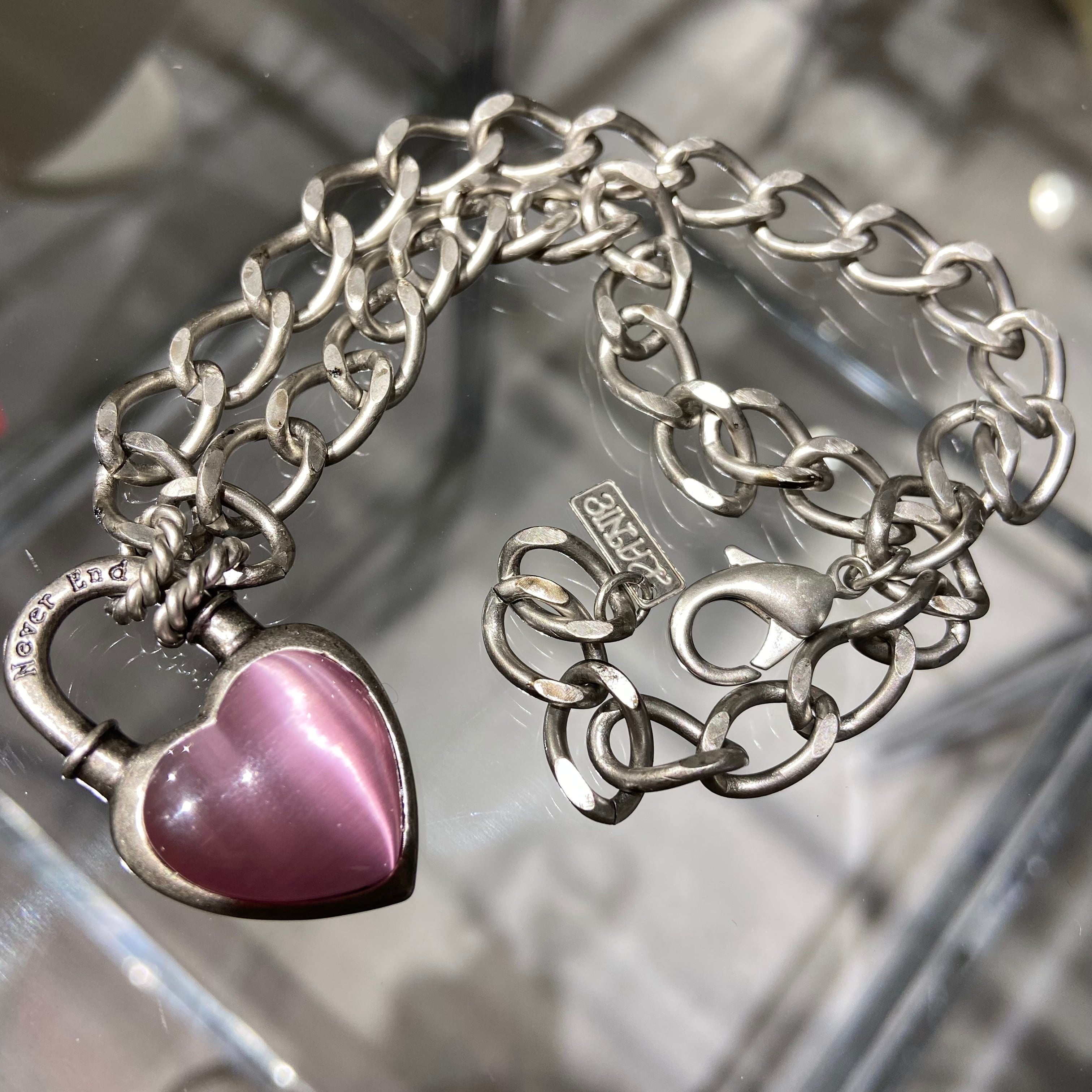 Never End® Chain Choker/Necklace Silver/Pink #1755 ネバー 