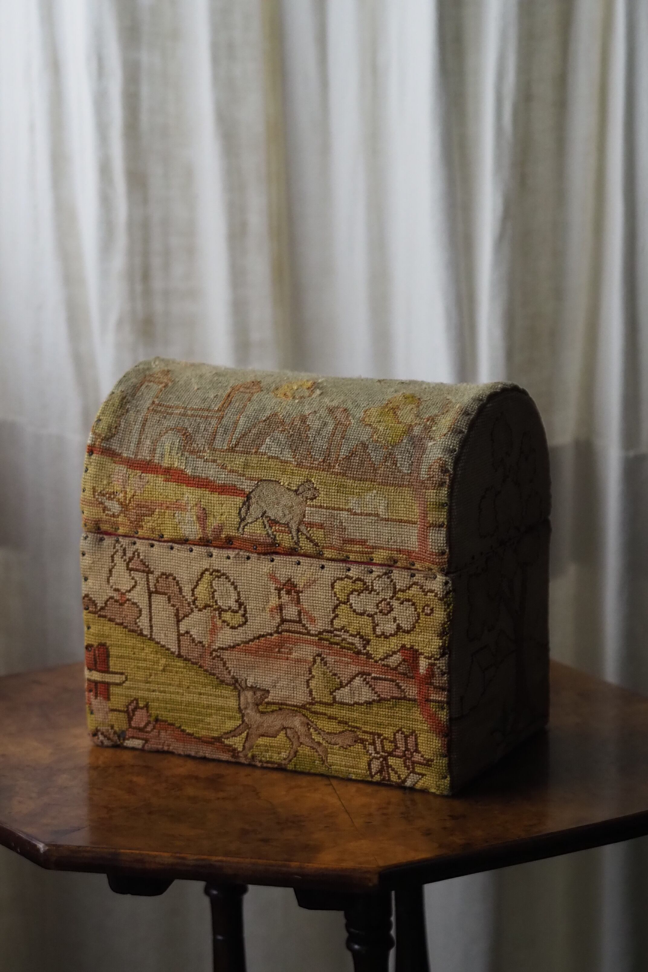 銅板があしらわれた象嵌小箱-antique wood box | アンティーク