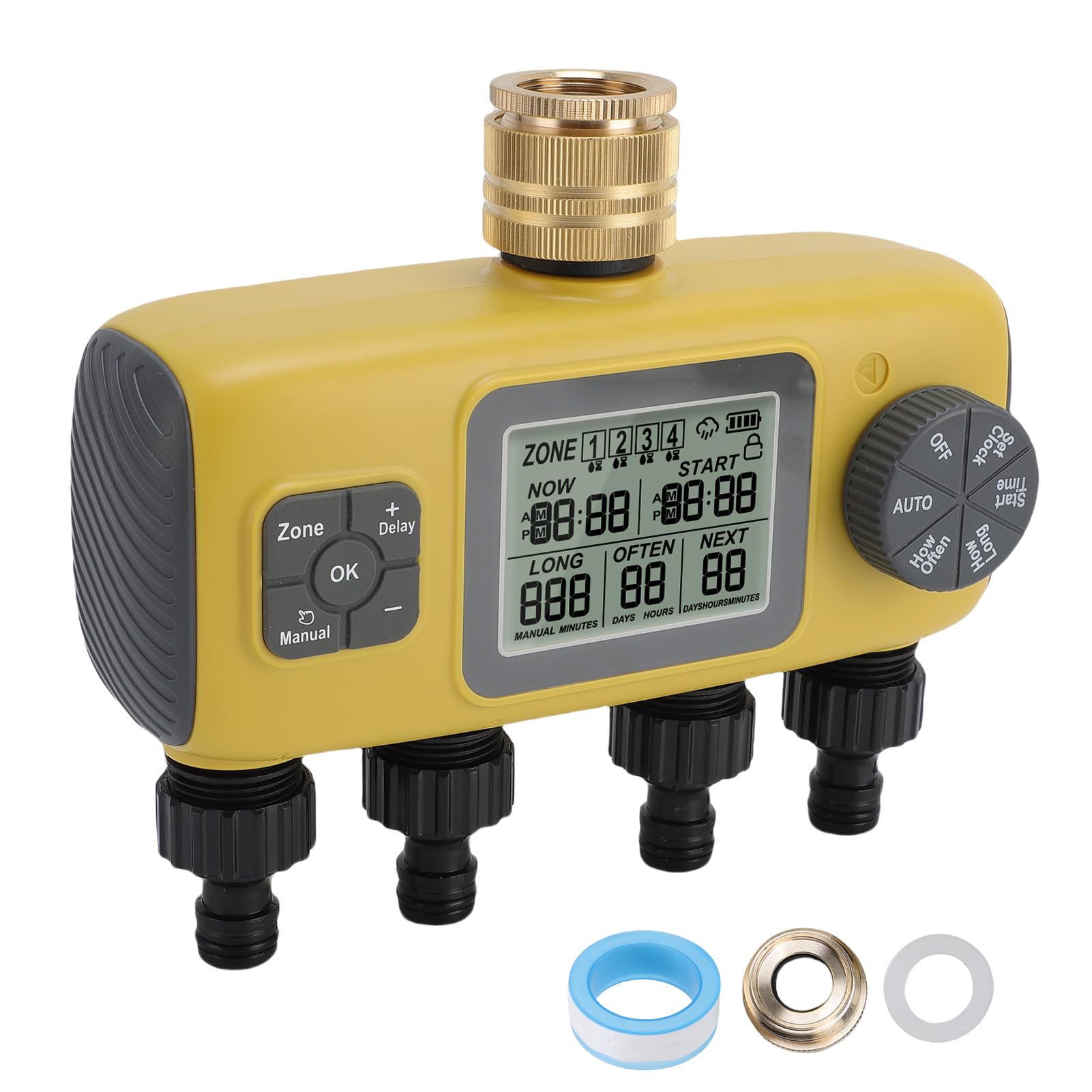 Walfront 散水タイマー 灌漑システム 自動水やり タイマー装置 4ゾーン