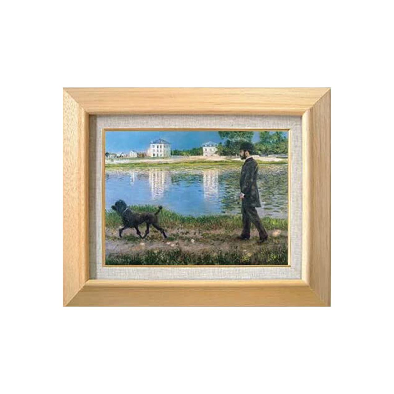 直筆仕上げ油絵 カイユボット リチャードギャロと彼の犬 プチジェヌヴィリエにて F4 絵画 アート インテリア 人物画 直筆仕上げの油絵専門店 アート インテリアamiral