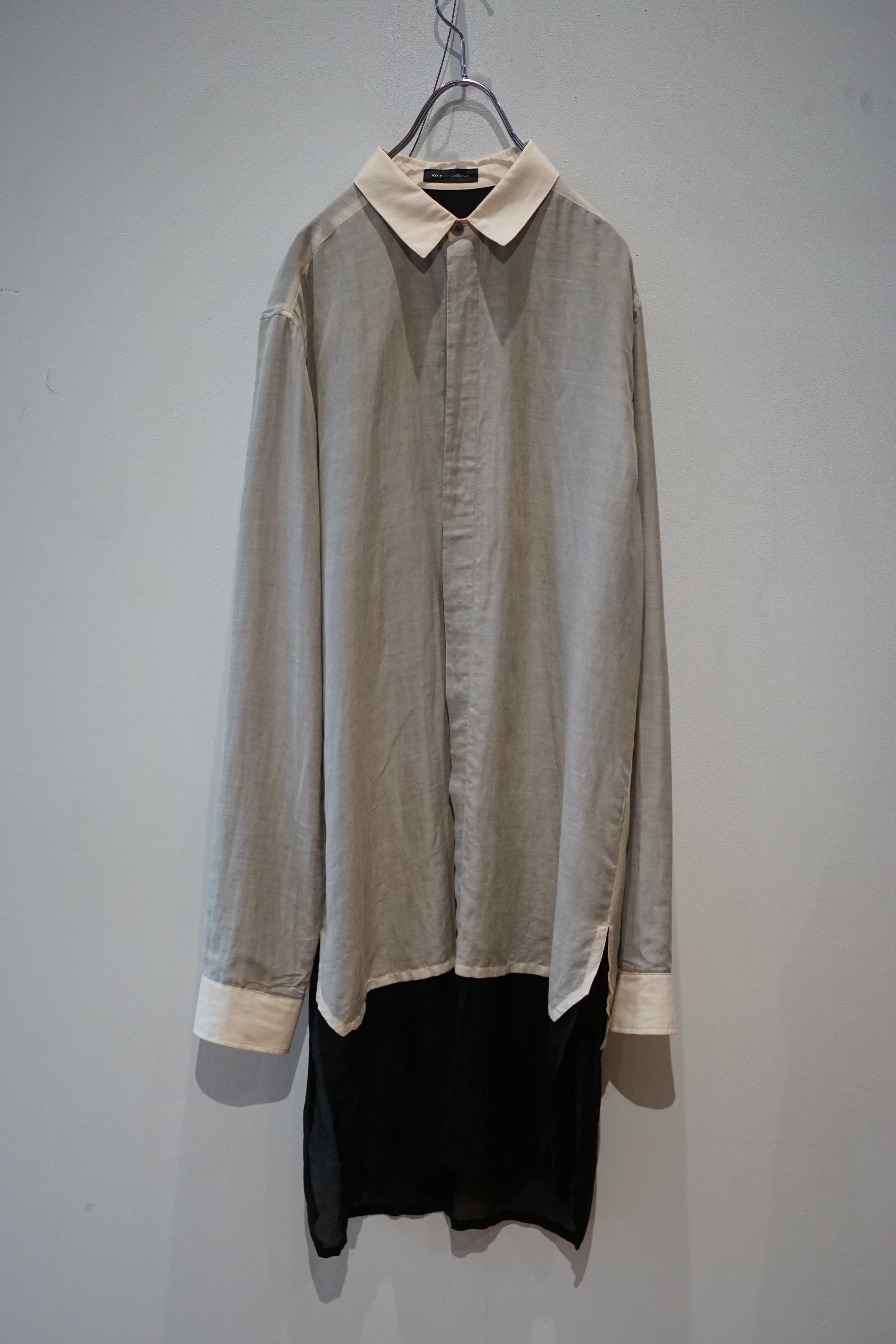 2000’s KRIS VAN ASSCHE -Cotton Silk Long Layered Shirt- / 46 / クリスヴァンアッシュ レイヤード シャツ