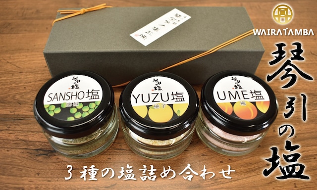 WT009N 京都・琴引の塩3種セット　京都 京都の海 塩 セット商品 ギフト 刺身 ローストビーフ 焼き魚 天ぷら