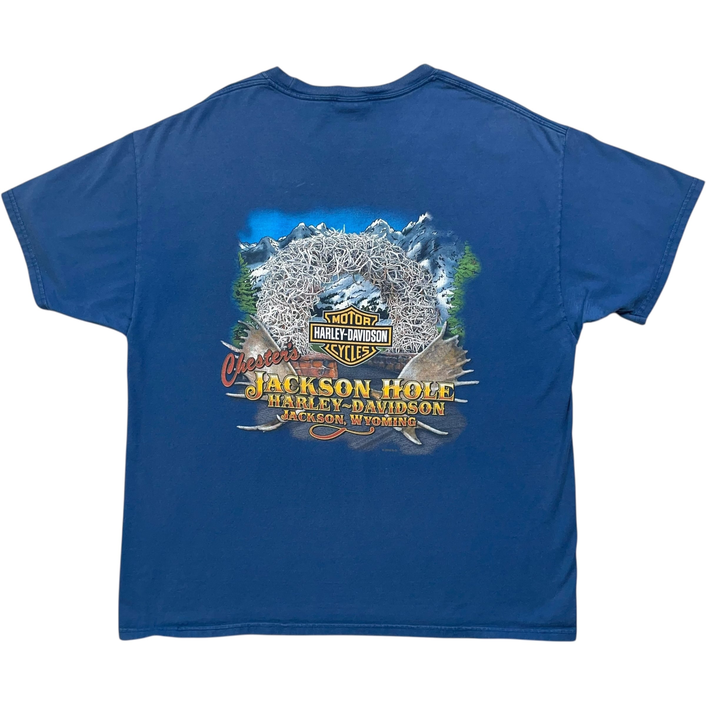 《XL》Harley-Davidson ハーレーダビッドソン Tシャツ 両面プリント ブルー no.7321