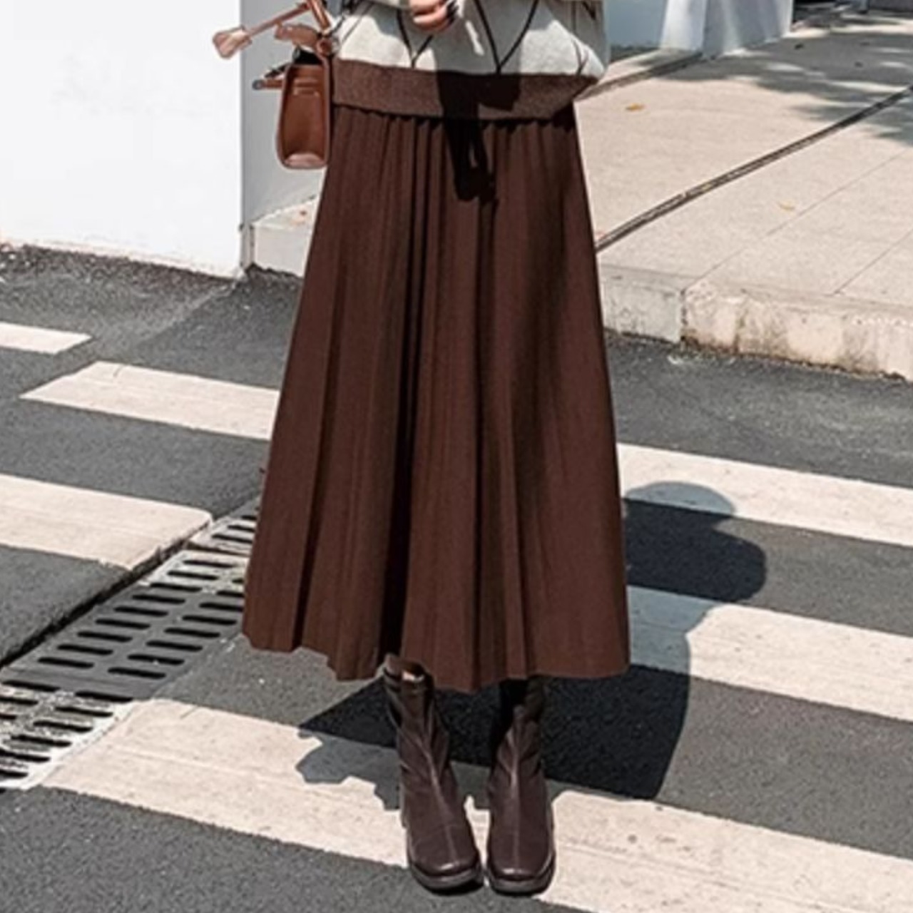 ウールライク プリーツ フレア スカート 10308