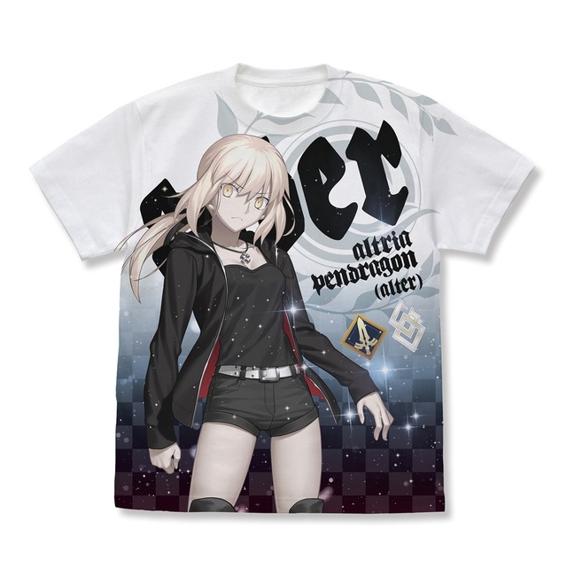 Fate/Grand Order セイバー/アルトリア・ペンドラゴン〔オルタ〕漆黒の騎士王ver新宿1999 フルグラフィックTシャツ/WHITE-S/M/L/XL