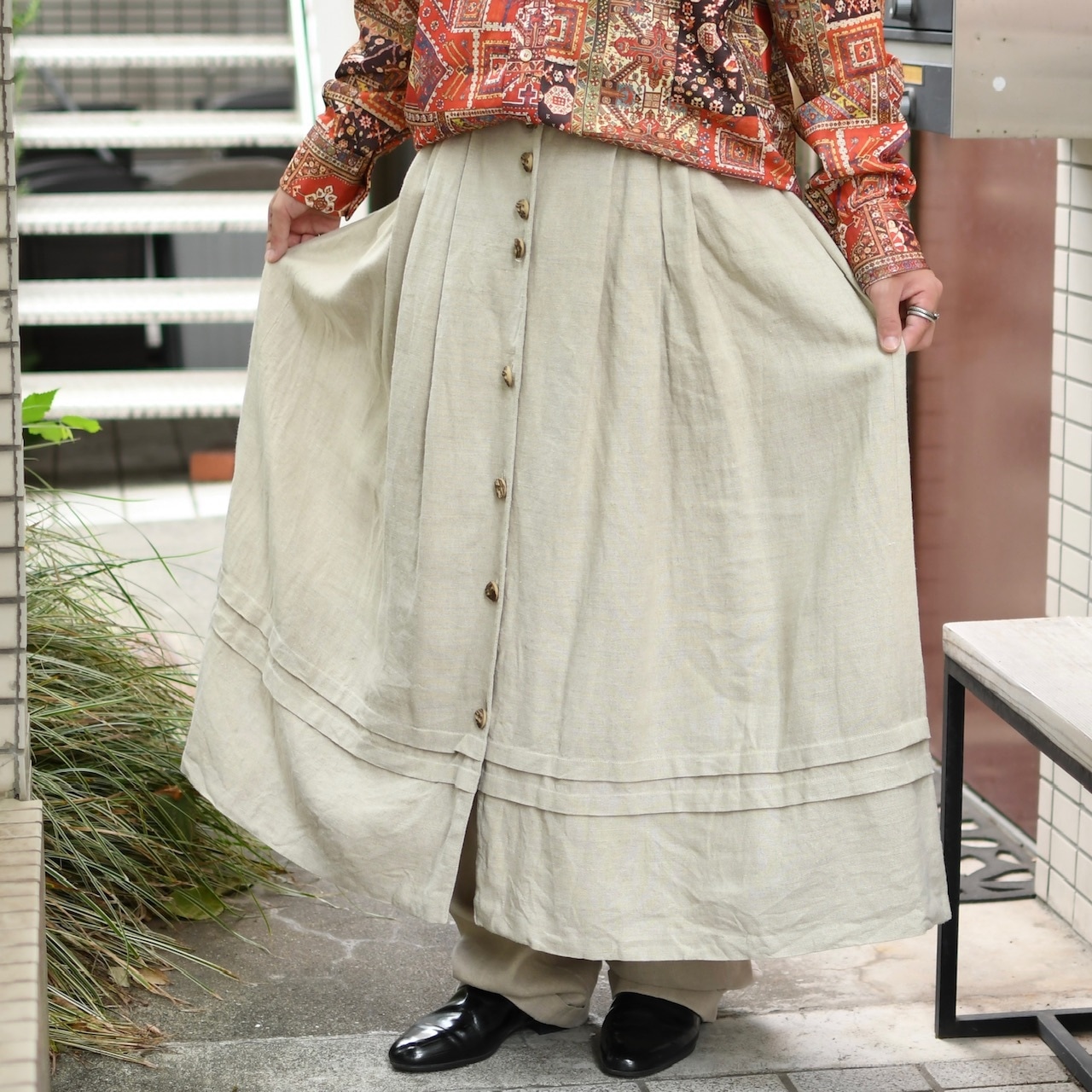 tyrolean linen skirt ivory