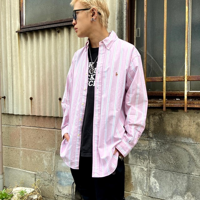 Ralph Lauren ラルフローレン 長袖 ストライプ ボタンダウンシャツ B.D 